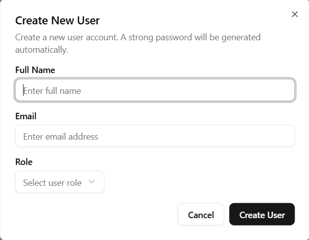 Create User Dialog