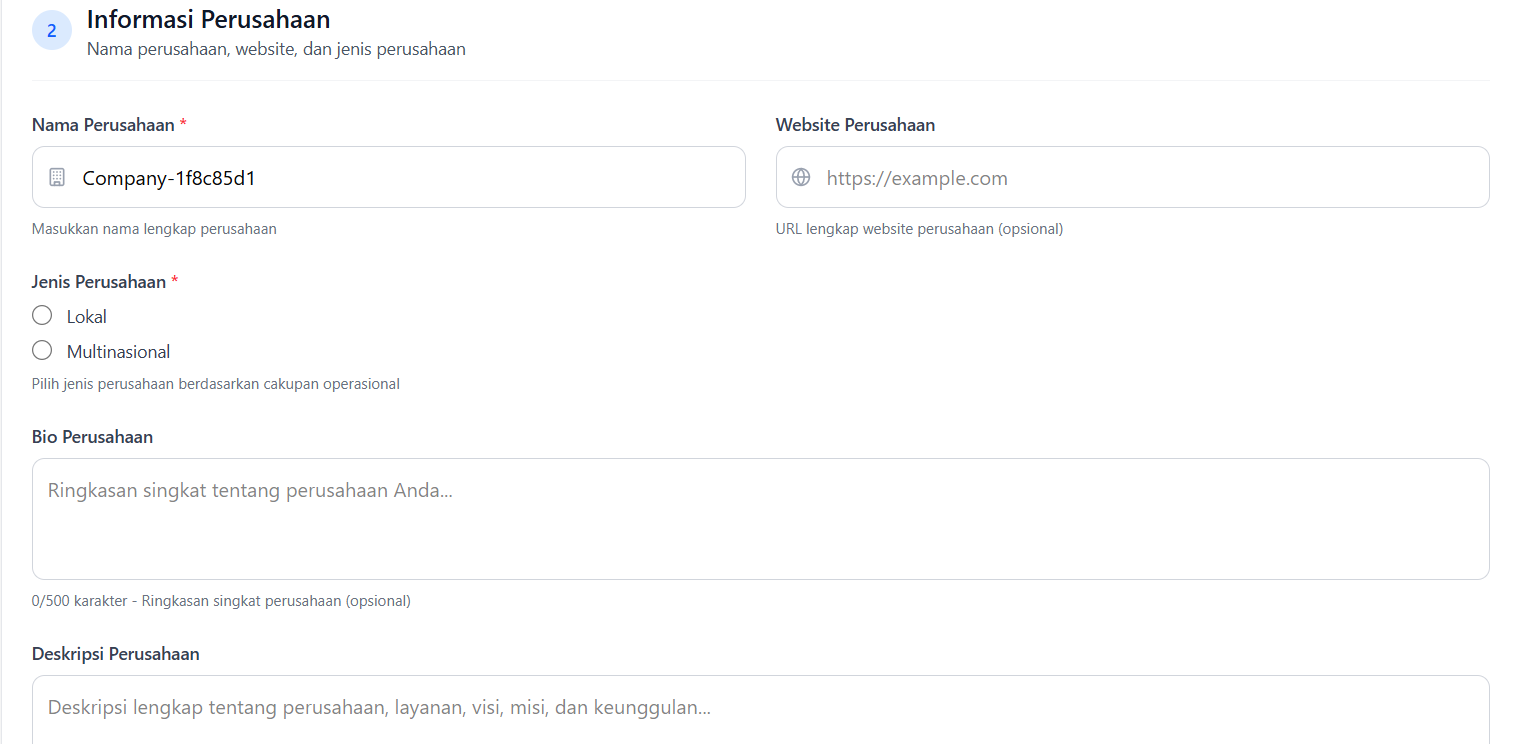 Form Informasi Perusahaan