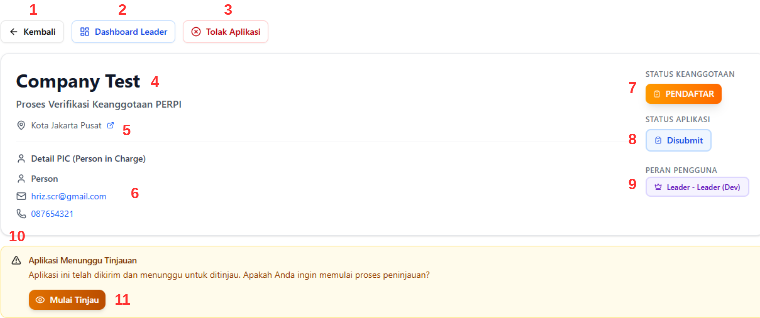Application Detail Header