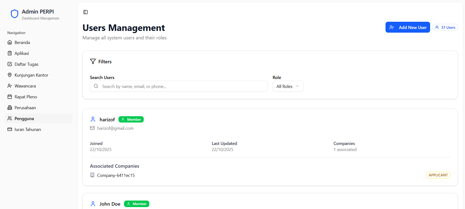 User Management Page